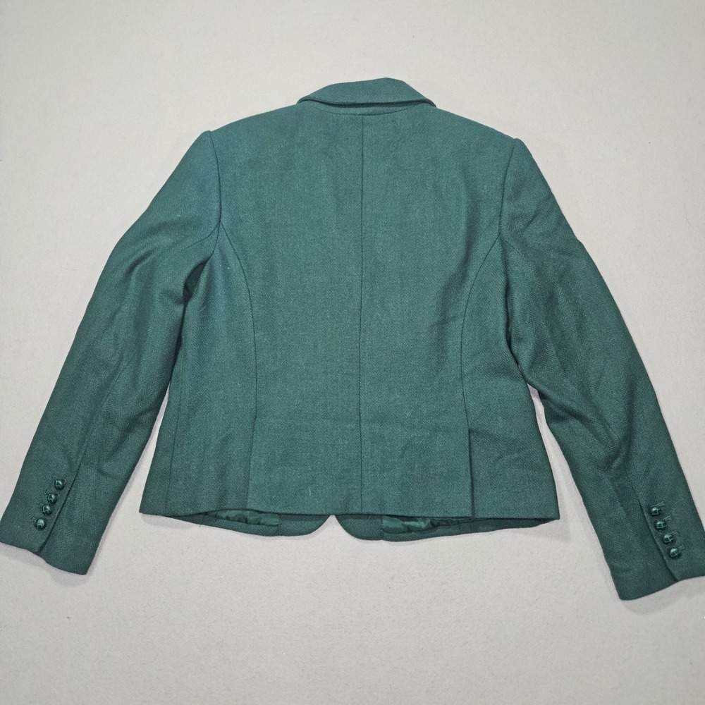 VTG Chadwick's 90s Wool Blazer Skirt Set Green Navy Plaid Sz 16 - Picture 6 of 10